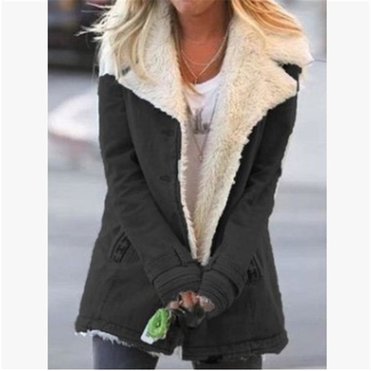 Hot Selling Autumn and Winter Women's Clothing Plus Velvet Single-breasted Warm Cotton Jacket Women