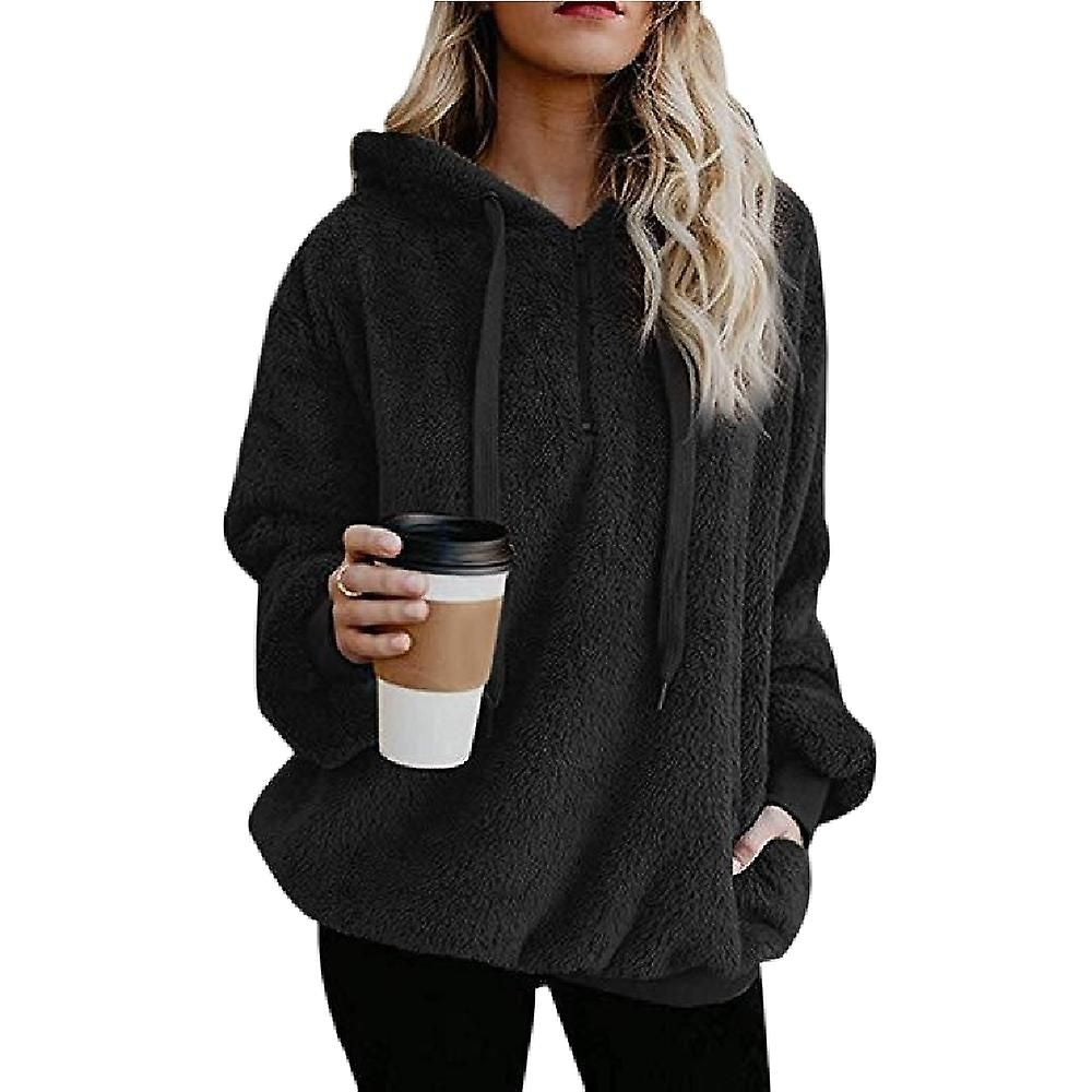 Women's Fleece Hoodies Fuzzy Oversized Sweatshirt Hooded with Pockets