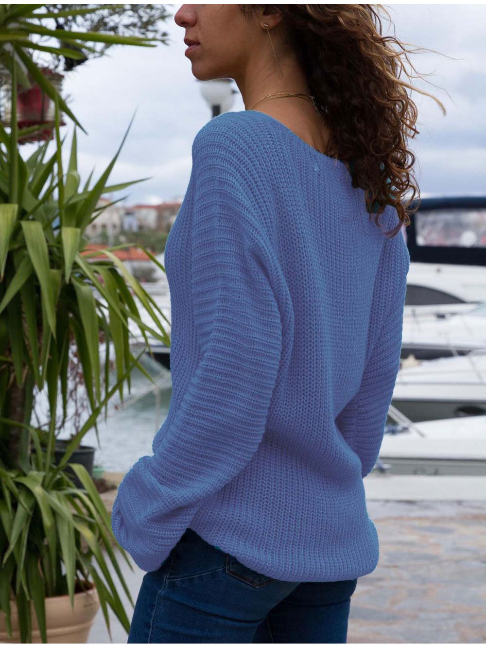 European and American fashion autumn and winter hot tops sexy V-neck loose long-sleeved comfortable tops