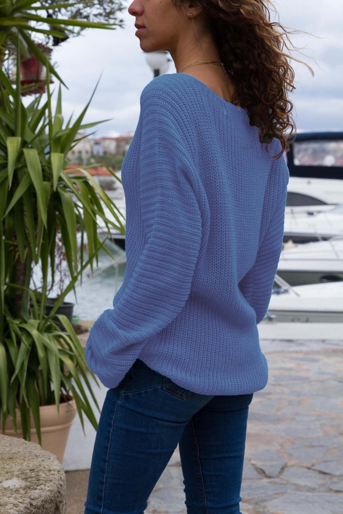 European and American fashion autumn and winter hot tops sexy V-neck loose long-sleeved comfortable tops