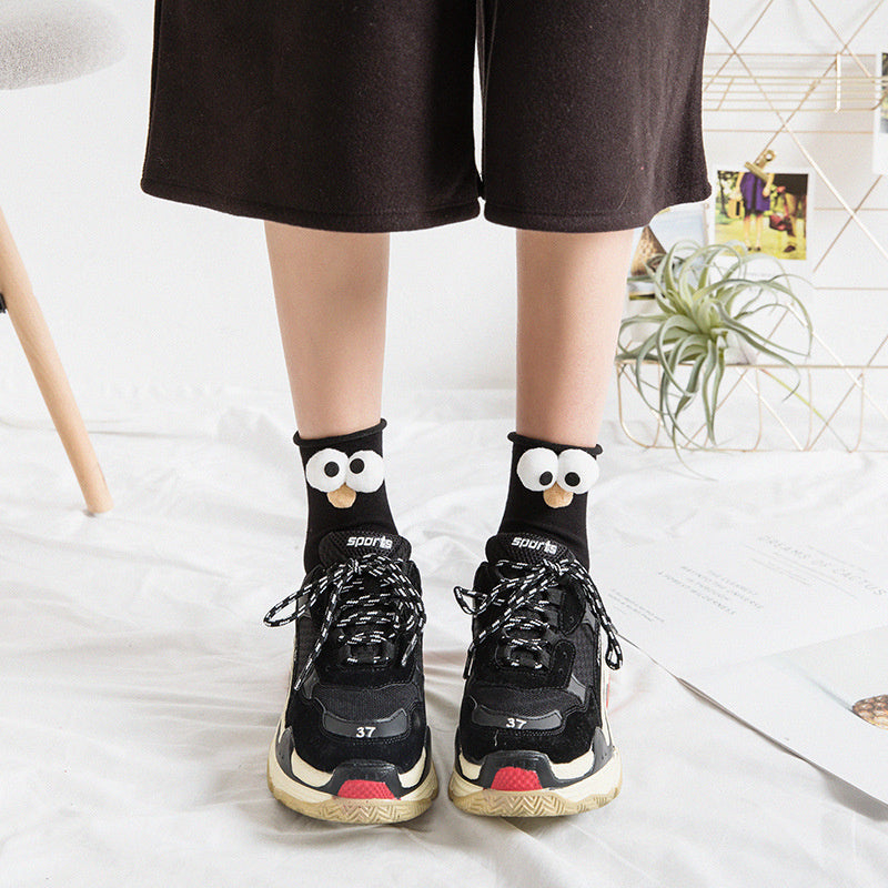 10 Pairs Funny Socks Women's Short Cotton Hot Sale 3D eyes Designer Fashion Amusing Lovely Harajuku kawaii Gift Happy Cute Socks