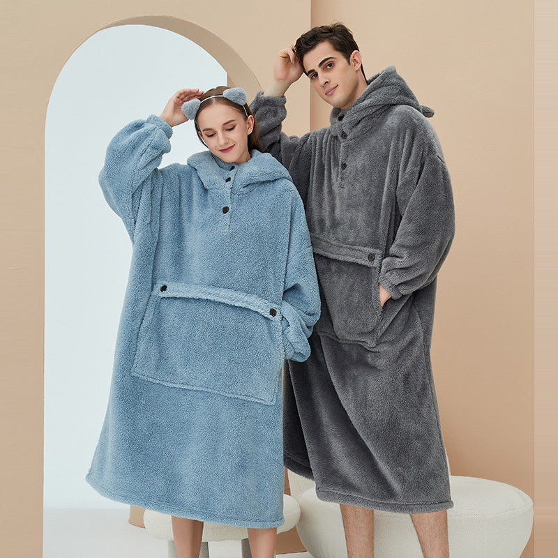 Oversized Wearable Blanket Hoodie Flannel Sherpa Fleece Blanket Sweatshirt for Women Men Big Plush Cozy Hooded Blanket with Hood